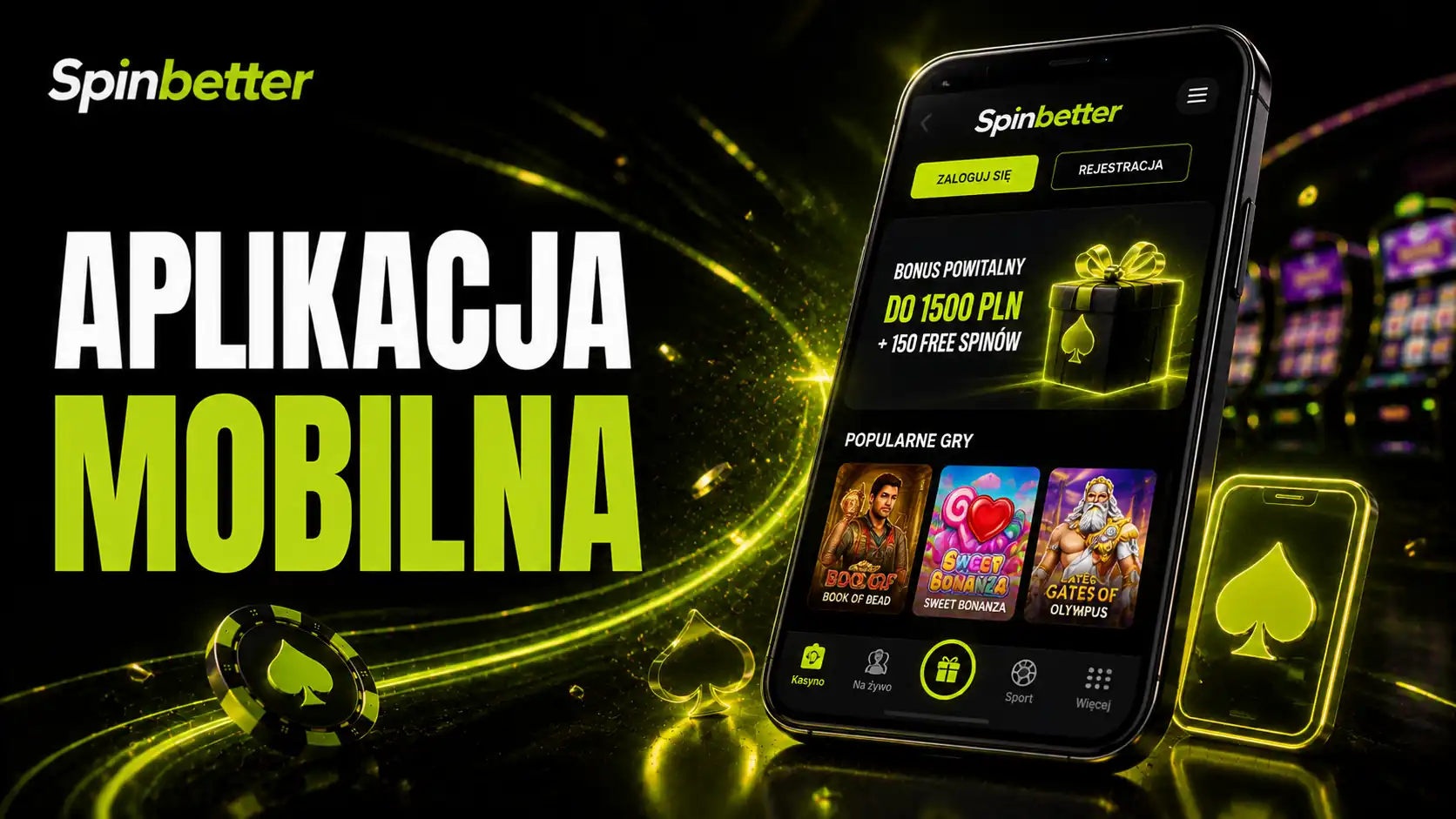 Aplikacja mobilna SpinBetter na ekranie smartfona