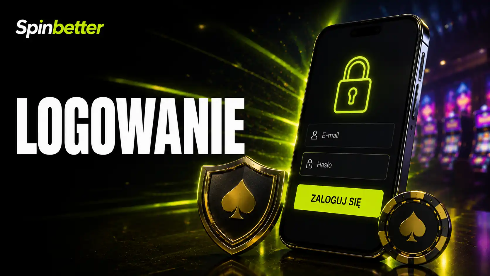 Ekran logowania SpinBetter z polami e-mail i hasła